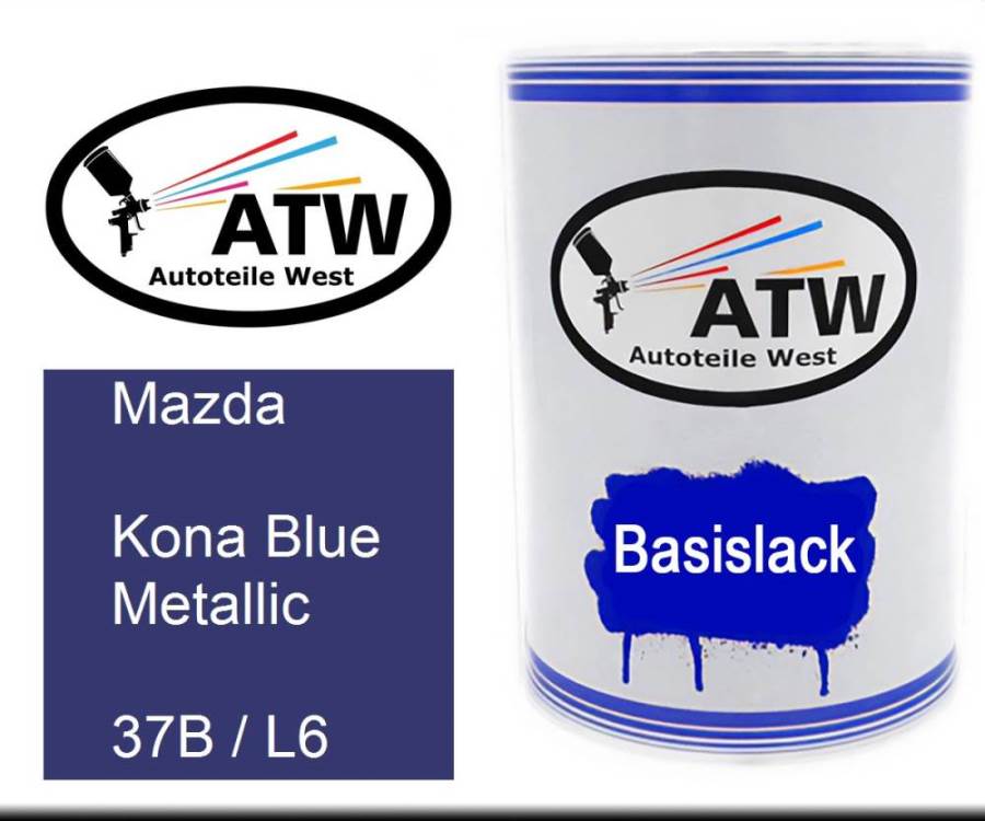 Mazda, Kona Blue Metallic, 37B / L6: 500ml Lackdose, von ATW Autoteile West.